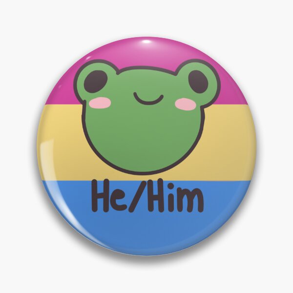Item preview, Pansexual He/Him Frog Pronoun Pin badge designed and sold by randox3stickers.