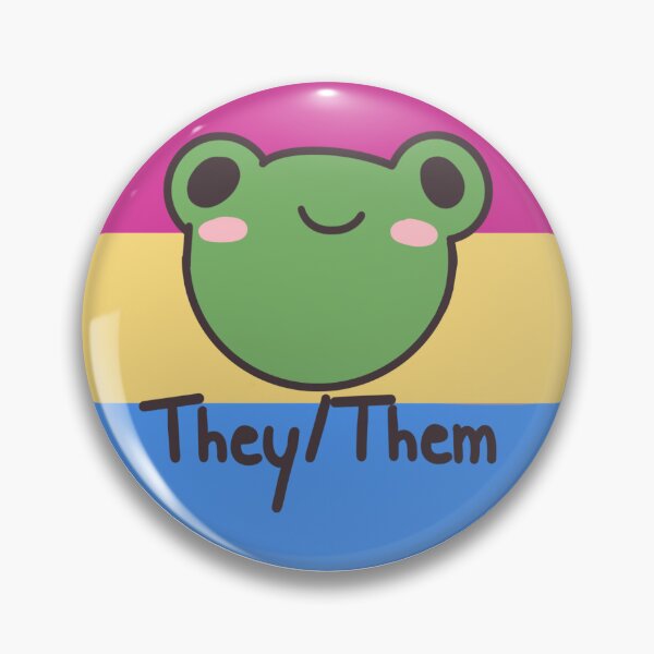 Item preview, Pansexual They/Them Frog Pronoun Pin badge designed and sold by randox3stickers.