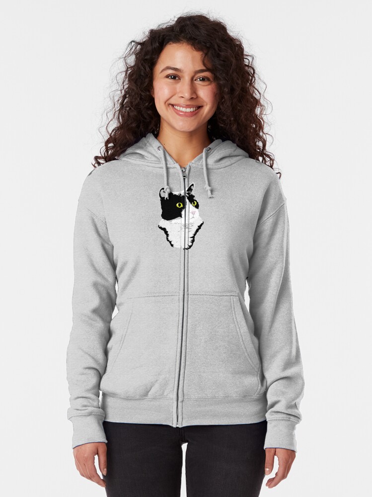 Alternate view of Regal Tuxedo Kitty Zipped Hoodie