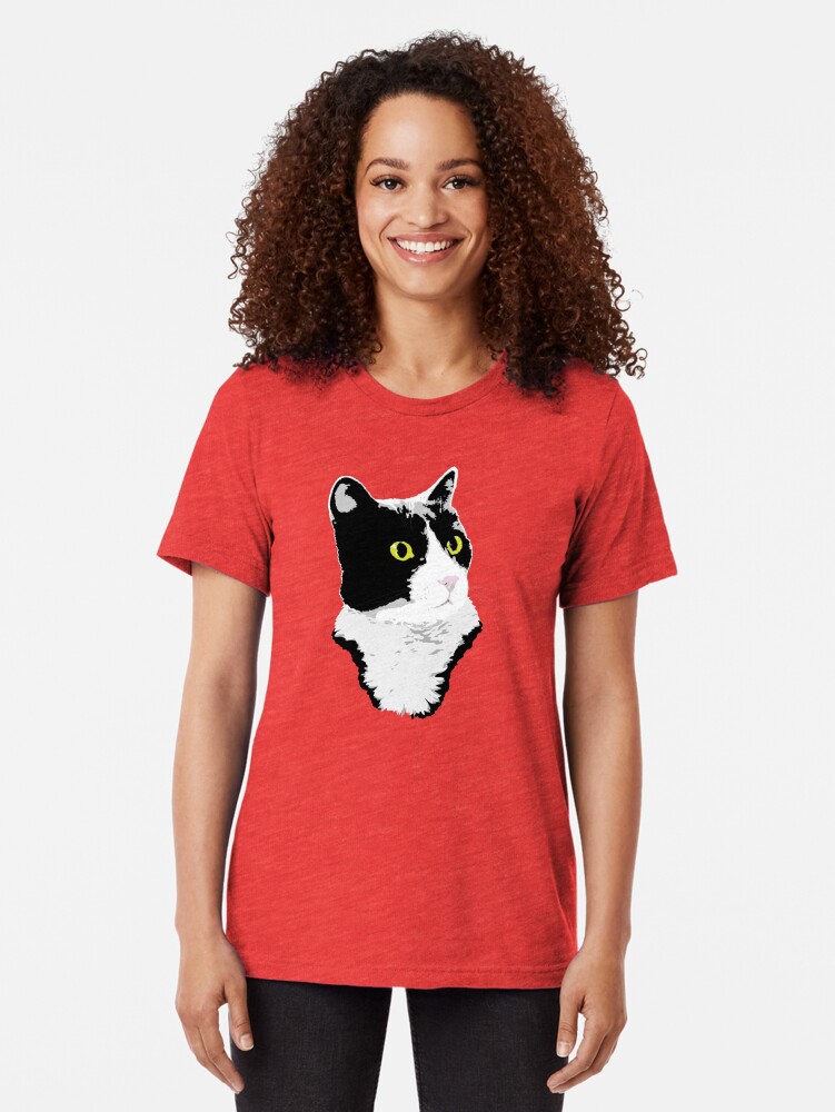 Alternate view of Regal Tuxedo Kitty Tri-blend T-Shirt