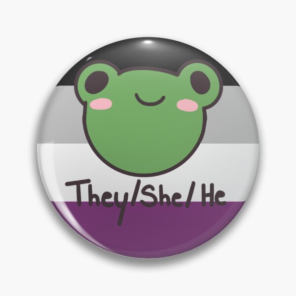 Item preview, Asexual They/She/He Frog Pronoun Pin badge designed and sold by randox3stickers.