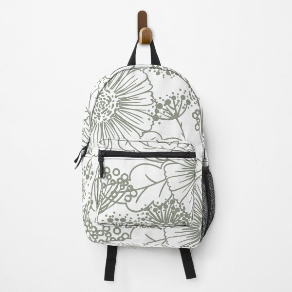 Item preview, Green and White Hand Drawn Floral Pattern Pairs BH and G 2022 Color of the Year Laurel Leaf designed and sold by ColorOfTheYears.