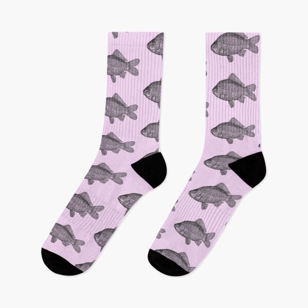 Item preview, Pink Etching Vintage Fish Crucian Illustration Retro Patt designed and sold by Ankerd.