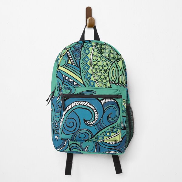 Item preview, MITHILA FISH DESIGN BLUE GREEN designed and sold by GREENOART.
