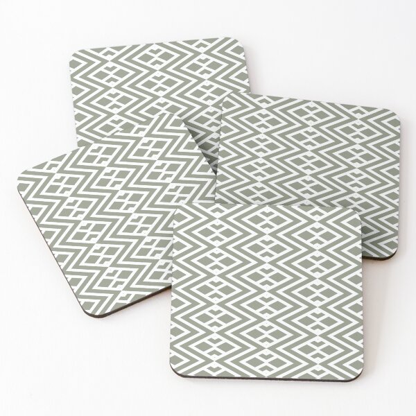 Item preview, Green and White Diamond Shape Tile Pattern 2 Pairs BH and G 2022 Color of the Year Laurel Leaf designed and sold by ColorOfTheYears.