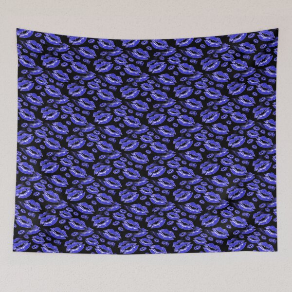 Item preview, Two Kisses Collided Lip Affectionate Bold Blue Lips Pattern designed and sold by taiche.