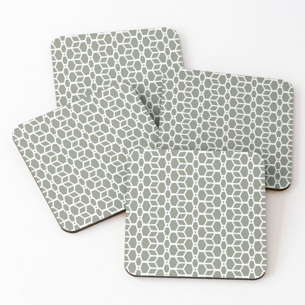 Item preview, Green and White Tessellation Line Pattern 4 Pairs BH and G 2022 Color of the Year Laurel Leaf designed and sold by ColorOfTheYears.