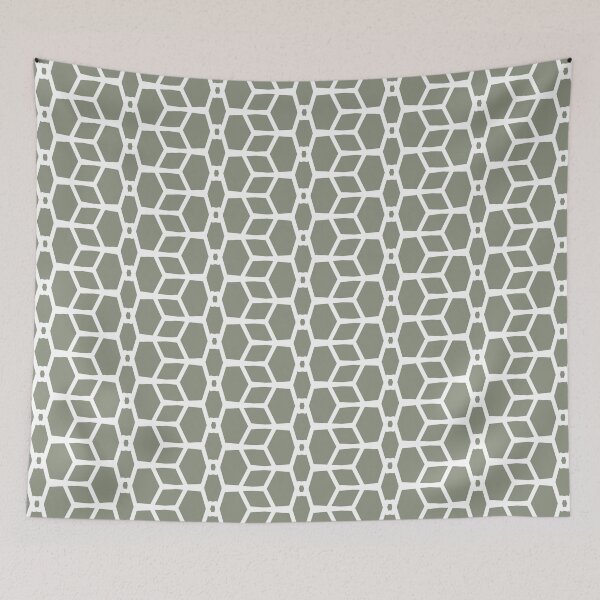 Item preview, Green and White Tessellation Line Pattern 4 Pairs BH and G 2022 Color of the Year Laurel Leaf designed and sold by ColorOfTheYears.