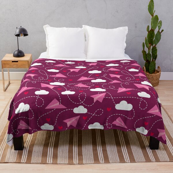Item preview, Valentine's hearts paper airplanes love clouds burgundy designed and sold by Dana Du.