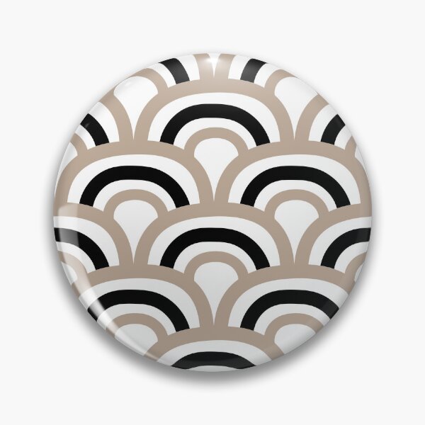 Item preview, Brown Black and White Scallop Stripe Pattern Pairs DE 2022 Popular Color Trail Dust DE6123 designed and sold by ColorOfTheYears.