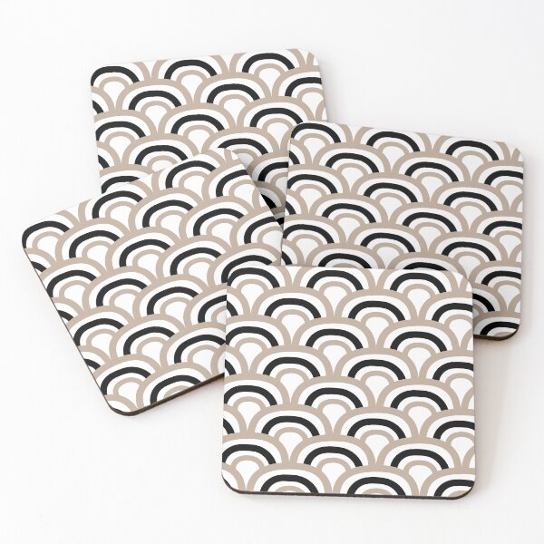 Artikelvorschau, Brown Black and White Scallop Stripe Pattern Pairs DE 2022 Popular Color Trail Dust DE6123 entworfen und verkauft von ColorOfTheYears.