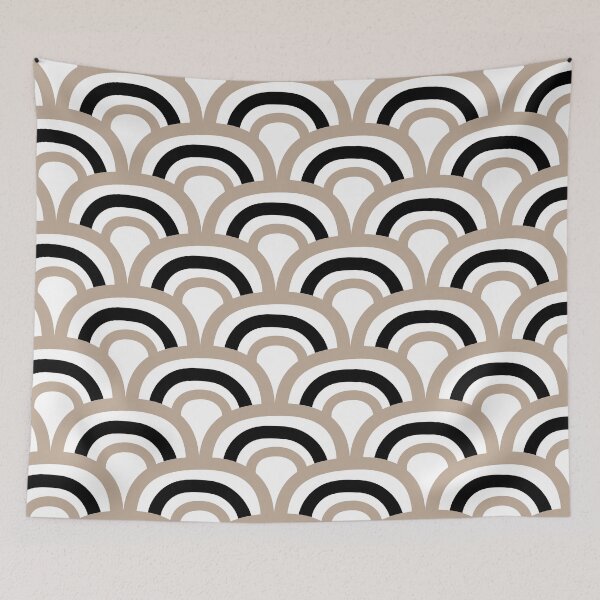 Item preview, Brown Black and White Scallop Stripe Pattern Pairs DE 2022 Popular Color Trail Dust DE6123 designed and sold by ColorOfTheYears.