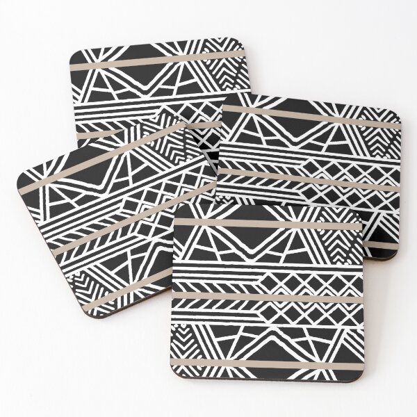 Item preview, Brown Black and White Mud Cloth Stripe Pattern Pairs DE 2022 Popular Color Trail Dust DE6123 designed and sold by ColorOfTheYears.