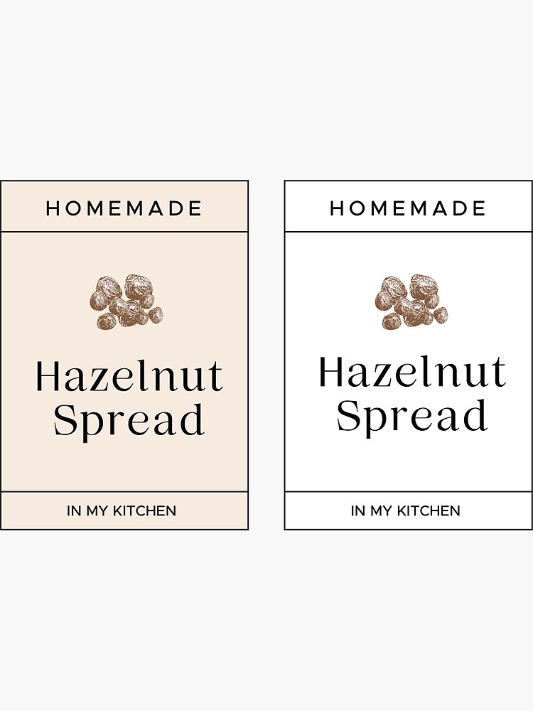 "Homemade Hazelnut spread Label" Sticker for Sale by bamiyarm Redbubble