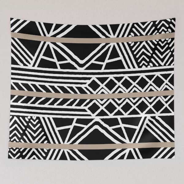 Item preview, Brown Black and White Mud Cloth Stripe Pattern Pairs DE 2022 Popular Color Trail Dust DE6123 designed and sold by ColorOfTheYears.
