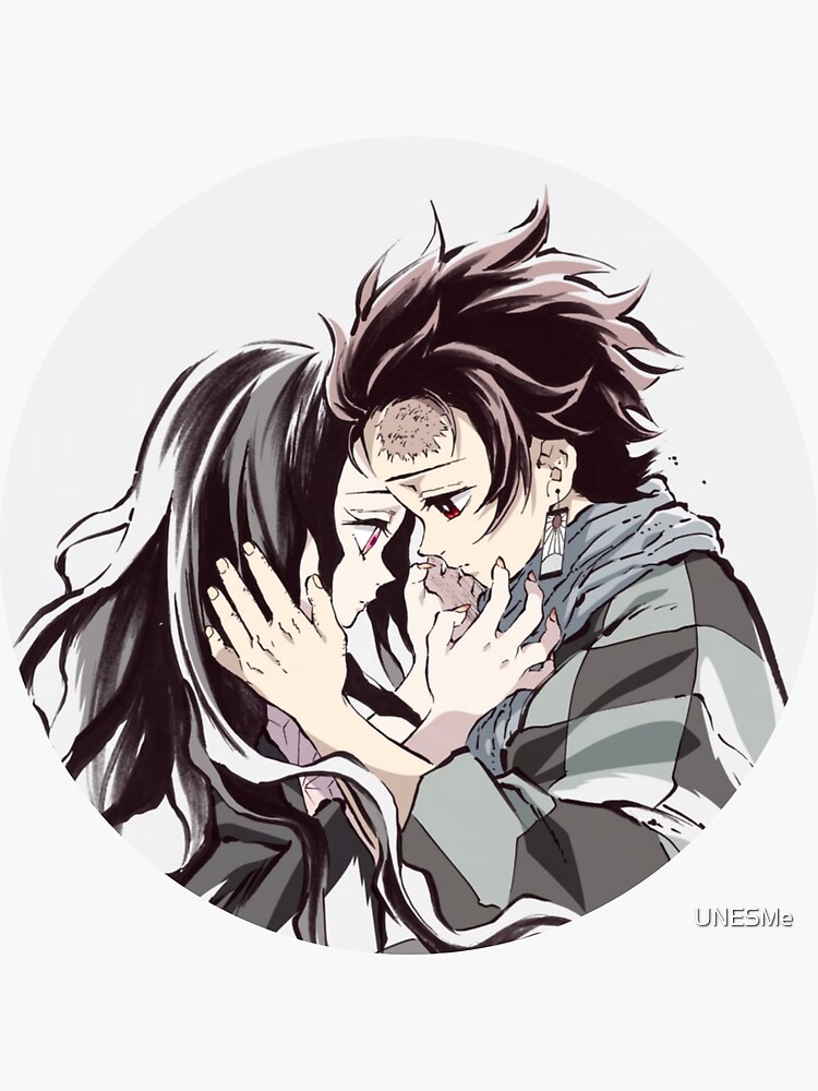 Tanjiro And Nezuko Brother And Sister Demon Slayer Kimetsu No Yaiba Circle Sticker By 6291