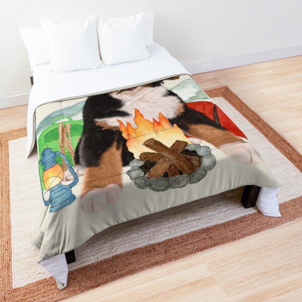 Bernese Mountain Dog : Bernese Mt. With Camping : Valentines day gifts 2022 Comforter