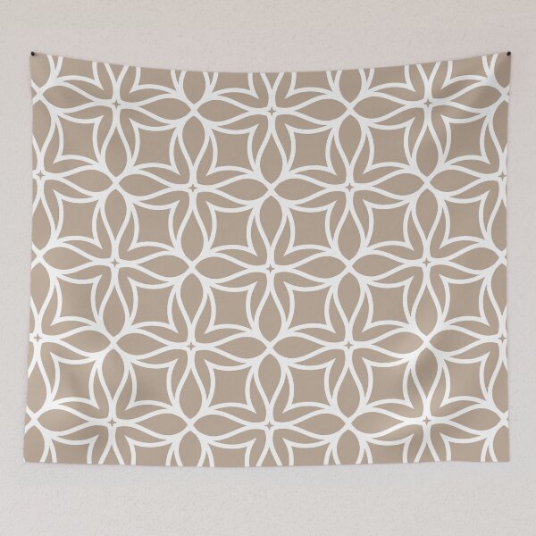 Item preview, Brown and White Line Art Flower Petal Pattern Pairs DE 2022 Popular Color Trail Dust DE6123 designed and sold by ColorOfTheYears.