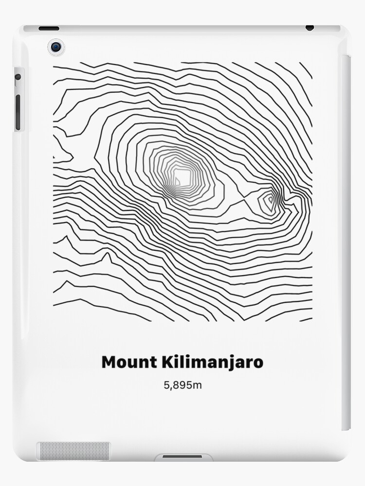 Mount Kilimanjaro Art Print Contour Map of Mount Kilimanjaro in Zip Pouch