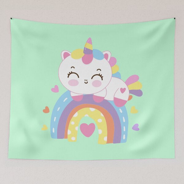 Item preview, Cute Kawaii Unicorn and rainbow. kawaii home decor, designed and sold by SusySell.