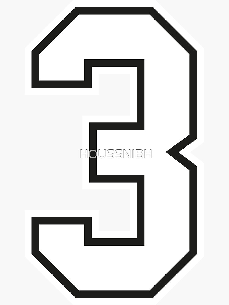 "3 Sports Number" Sticker for Sale by HOUSSNIBH Redbubble