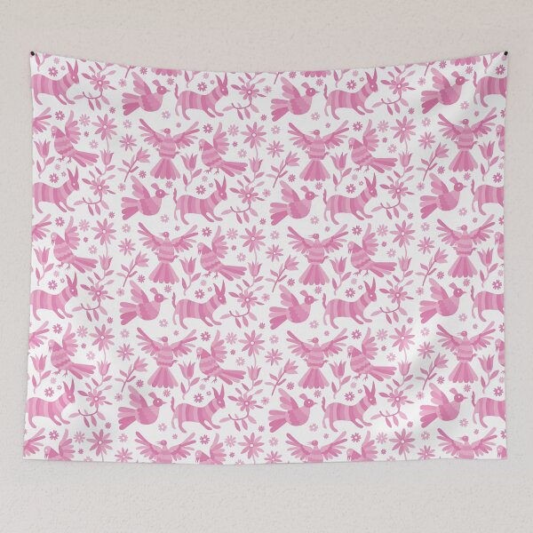 Item preview, Pink otomi, otomi texture, mexican otomi, mexican art, mexican craft, mexican folk, otomi texture, mexican pattern, flowers, birds, animals, pink, light pink designed and sold by Terevela.