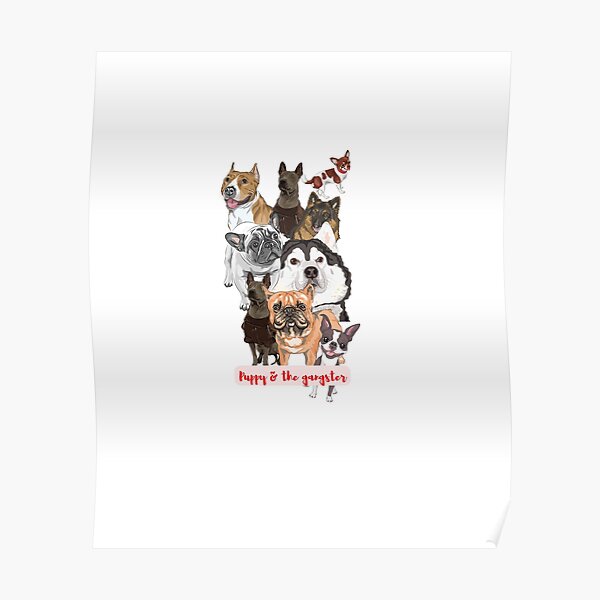 Cool Dog with gangster  -funny  Poster