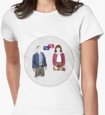 "First Date, Last Night" (circle background) Women's Fitted T-Shirt