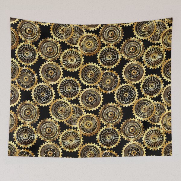 Aperçu de l'œuvre Steampunk Gears Vintage Look Antique Gold Cogs Wheels Design industriel créée et vendue par Draculaura2009.