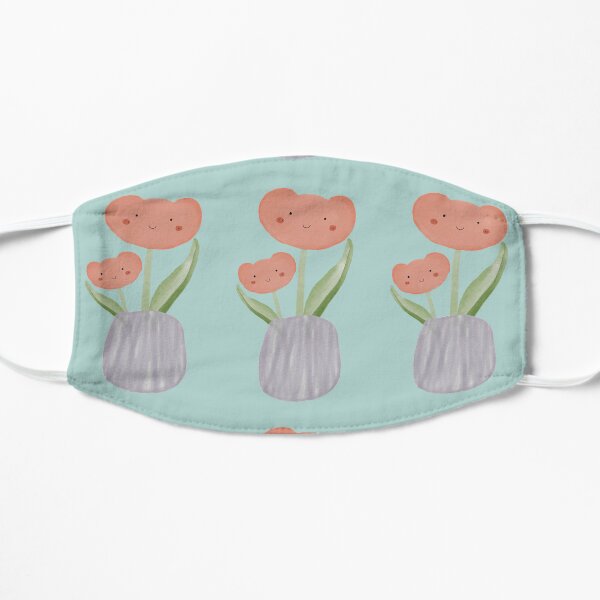 Cute and Happy Tulips Flat Mask