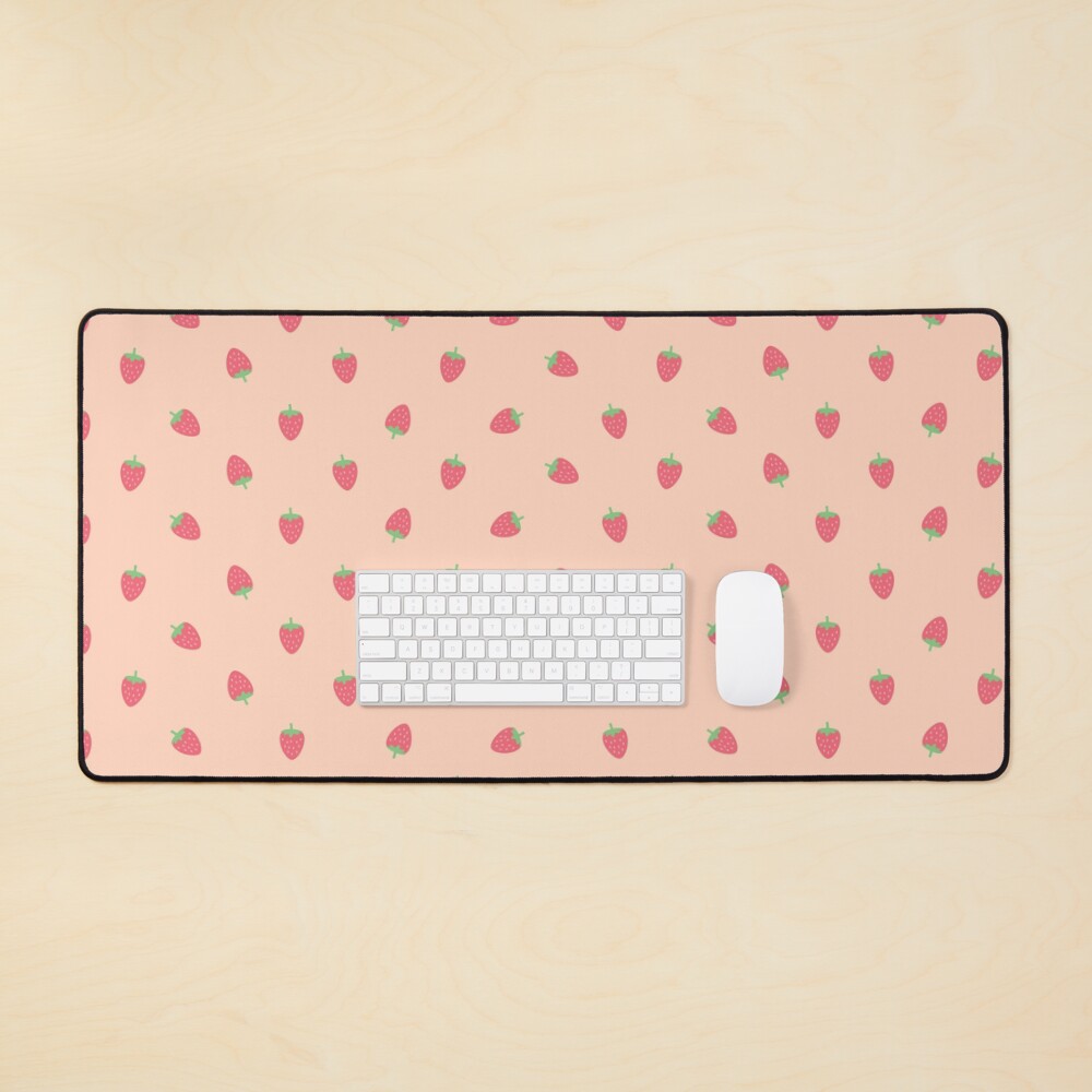 "Strawberries Kawaii Cute Pastel Peach Cottagecore Aesthetic" Mouse Pad