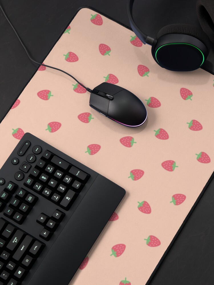 "Strawberries Kawaii Cute Pastel Peach Cottagecore Aesthetic" Mouse Pad