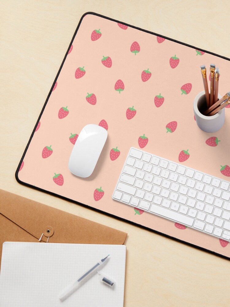 "Strawberries Kawaii Cute Pastel Peach Cottagecore Aesthetic" Mouse Pad