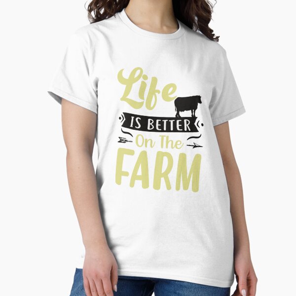 Vista previa del artículo con la obra «La vida es mejor en la granja - Cita divertida de los amantes de las vacas», diseñado y vendido por Delandor.