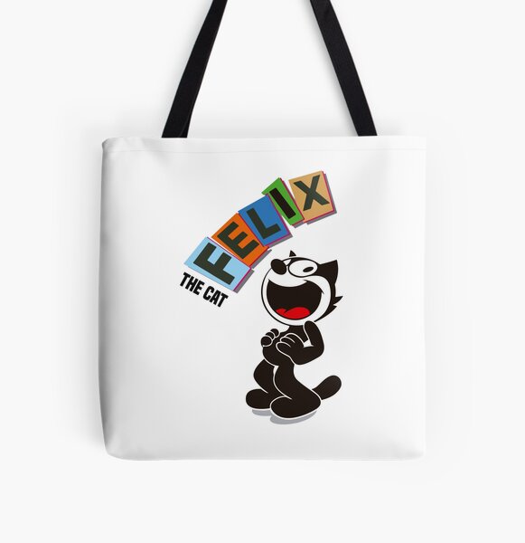 Felix The Cat TOTE BAG 3-Sizes Famous Grin Red White Black kitty pets cartoon 