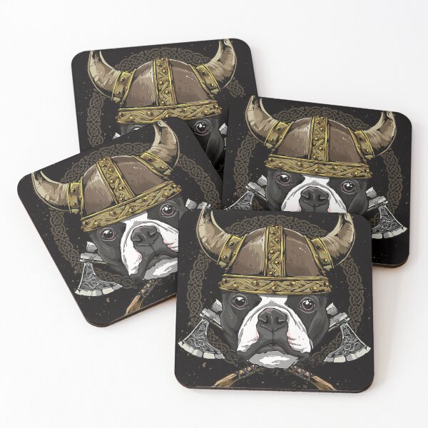 Item preview, Viking Boston Terrier Dog with Viking Helmet Mjolnir Axes T-Shirt designed and sold by StokesDavid365.