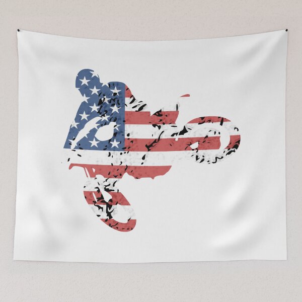 Item preview, USA motocross American flag motorcycle dirt bike rider designed and sold by UpwardSpin.