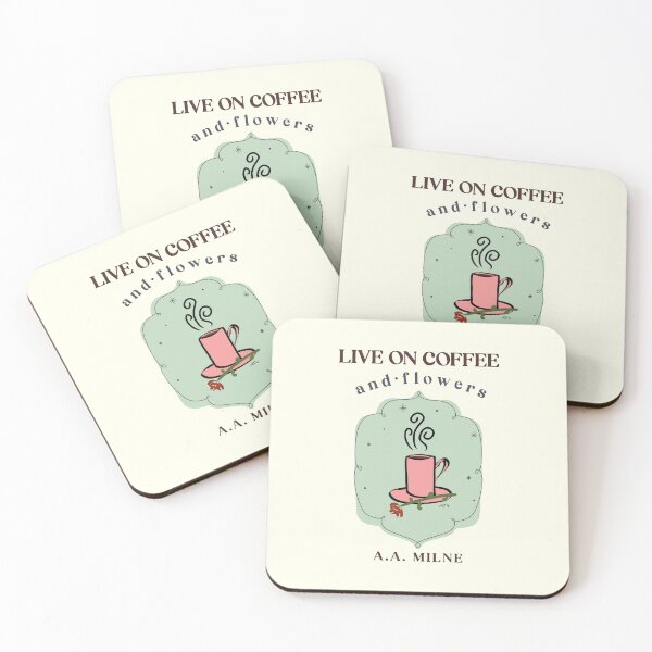 Item preview, A.A. Milne Light Academia Coffee Quote, Live on Coffee and Flowers designed and sold by IceCreamMuseum.