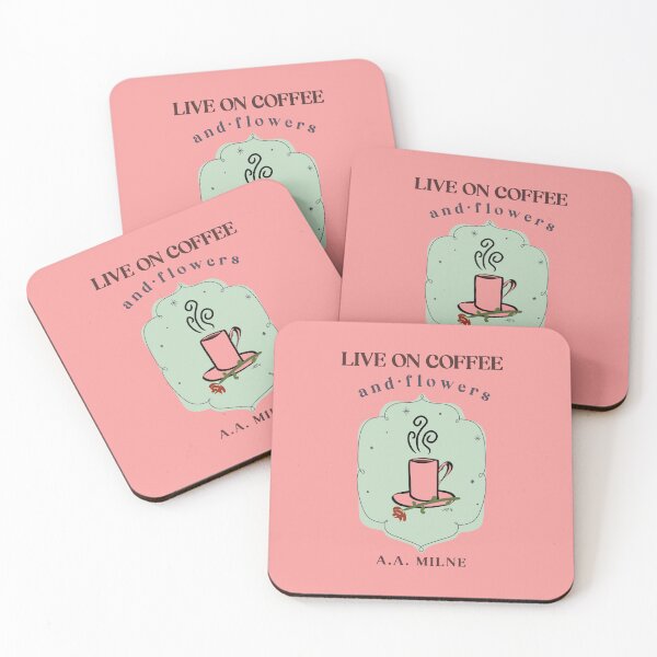 Item preview, AA Milne Light Academia Coffee and Flowers Quote On Pink designed and sold by IceCreamMuseum.