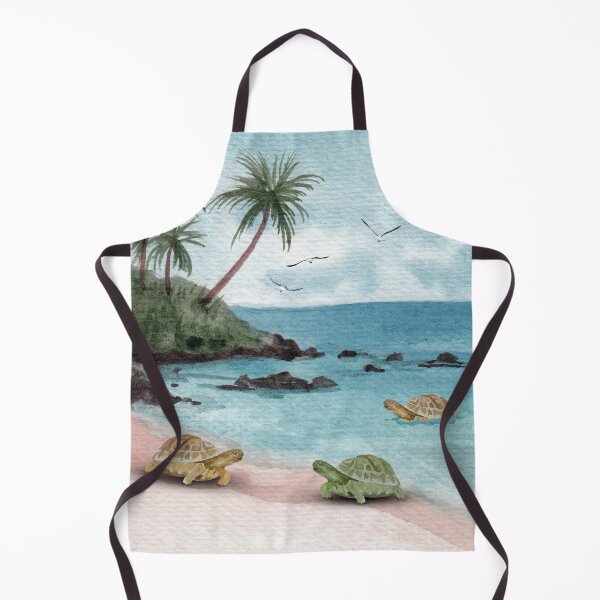 Item preview, Tropical Sea Turtles - Sunny Island Beach Paradise Watercolor Art designed and sold by SeasonsChange-.
