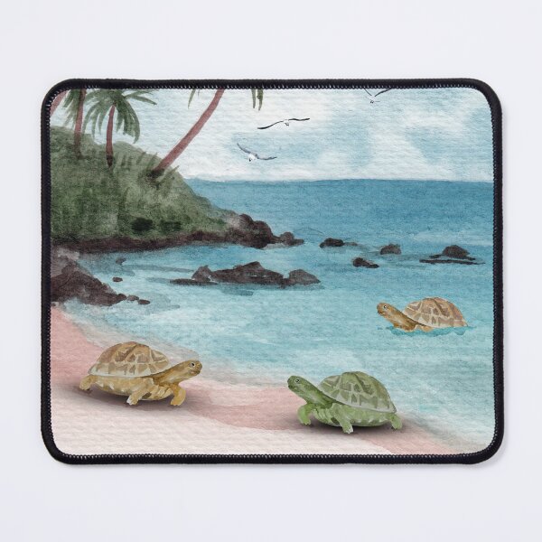 Item preview, Tropical Sea Turtles - Sunny Island Beach Paradise Watercolor Art designed and sold by SeasonsChange-.