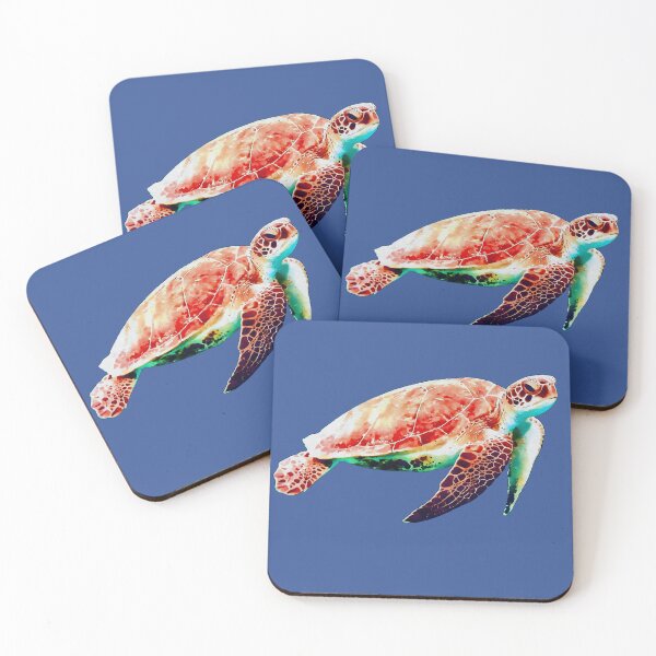 Item preview, Sea Turtle Swimming Watercolor Ocean Life Coral Reef Painting designed and sold by PurpleMoss.