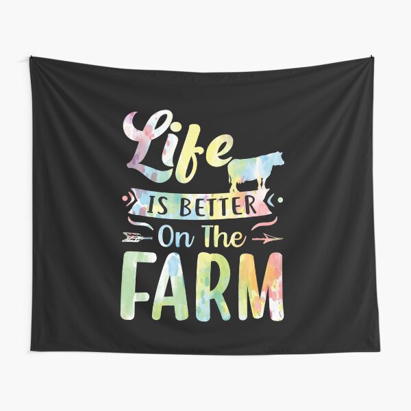 Vista previa del artículo con la obra «La vida es mejor en la granja - Citas de los amantes de las vacas», diseñado y vendido por Delandor.