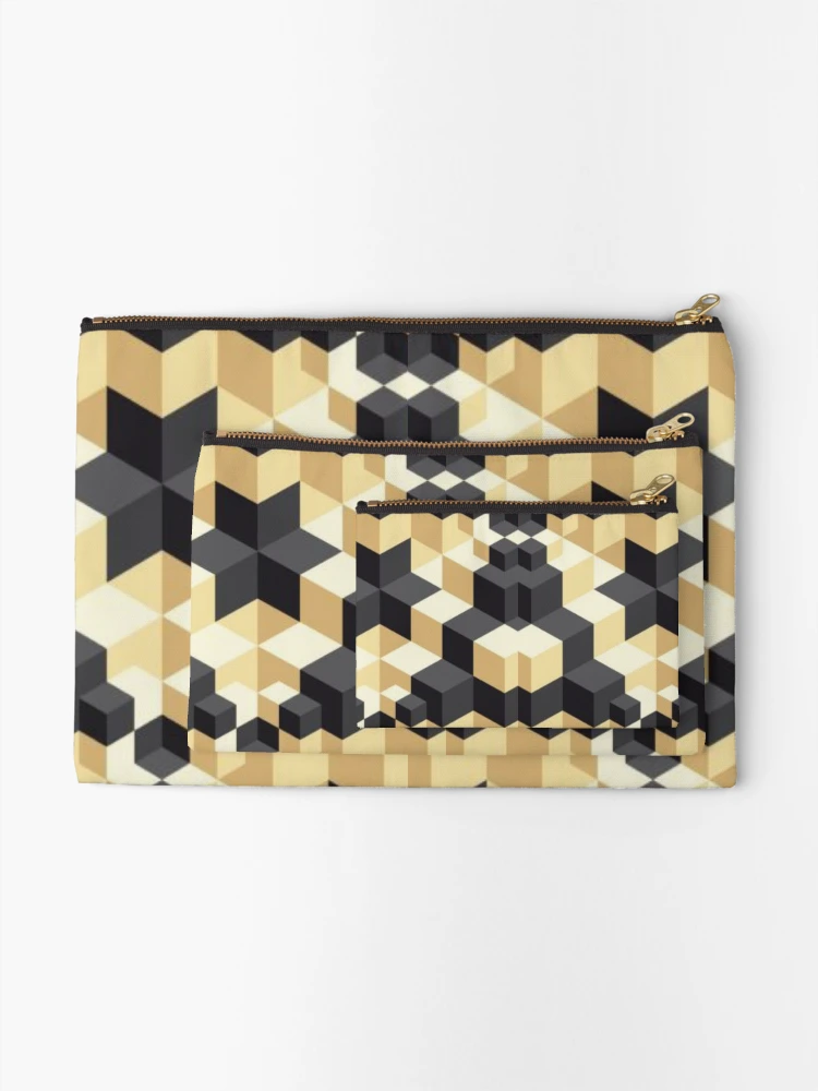 Thumbnail 2 of 4, Zipper Pouch, 3D Cube Pattern designed and sold by PatternLegend.