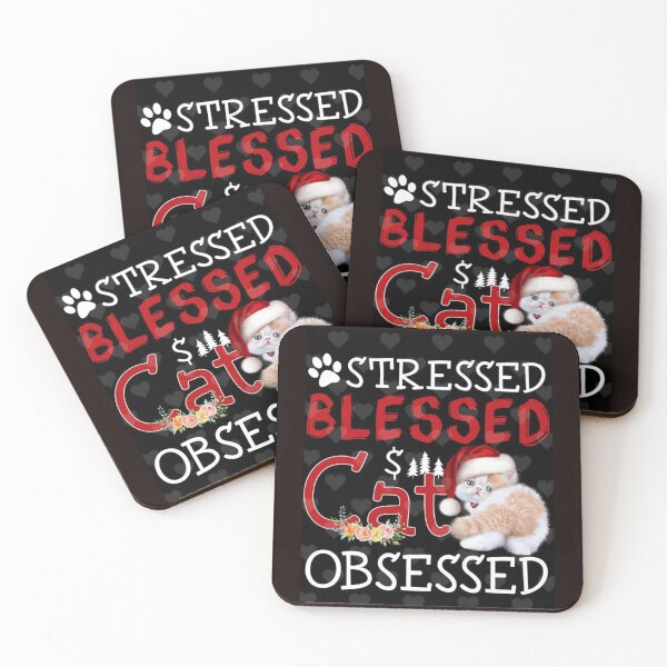 Item preview, STRESSED, BLESSED AND CAT OBSESSED designed and sold by forgodandcountr.