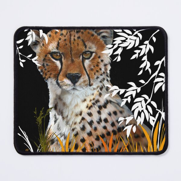 Artikelvorschau, Schöner Gepard | Grünes und oranges Laub | Dschungel | Schwarzweiß | entworfen und verkauft von BoastInArt.