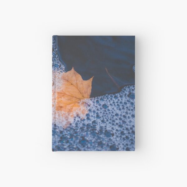 Closeup View Of Leaf In Bubble Water Hardcover Journal