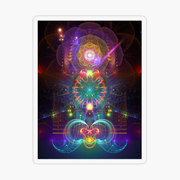 Cosmic Fractal Colorful Visionary Art Transparent Sticker