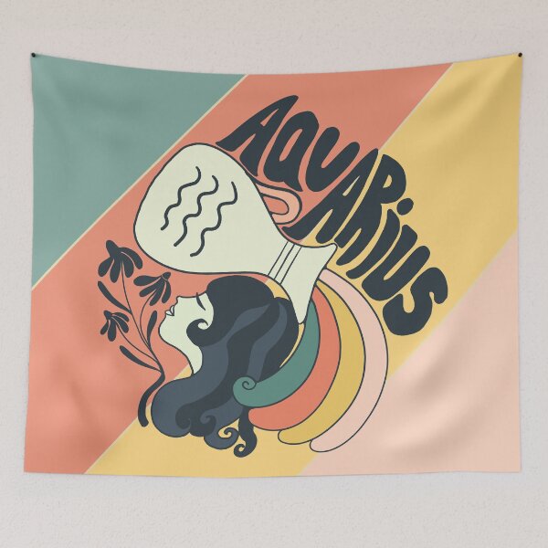 Item preview, 70s Aquarius Horoscope Illustration designed and sold by Haley Schulz.