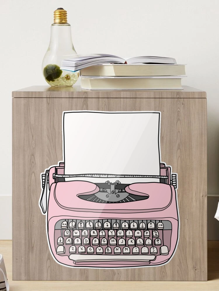 Pink Typewriter Sticker for Sale by Lizzie Kehr